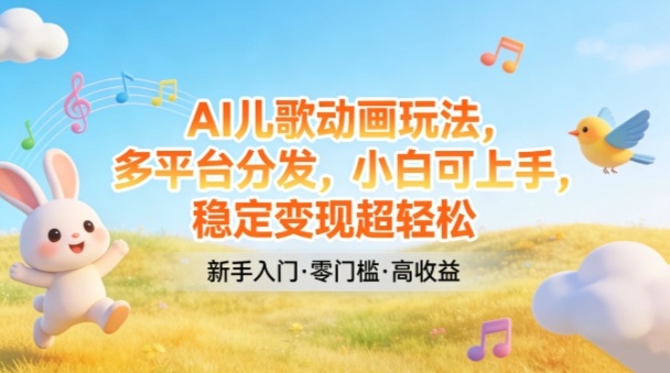 AI儿歌动画玩法,多平台分发,小白可上手,稳定变现超轻松网创吧-网创项目资源站-副业项目-创业项目-搞钱项目网创吧