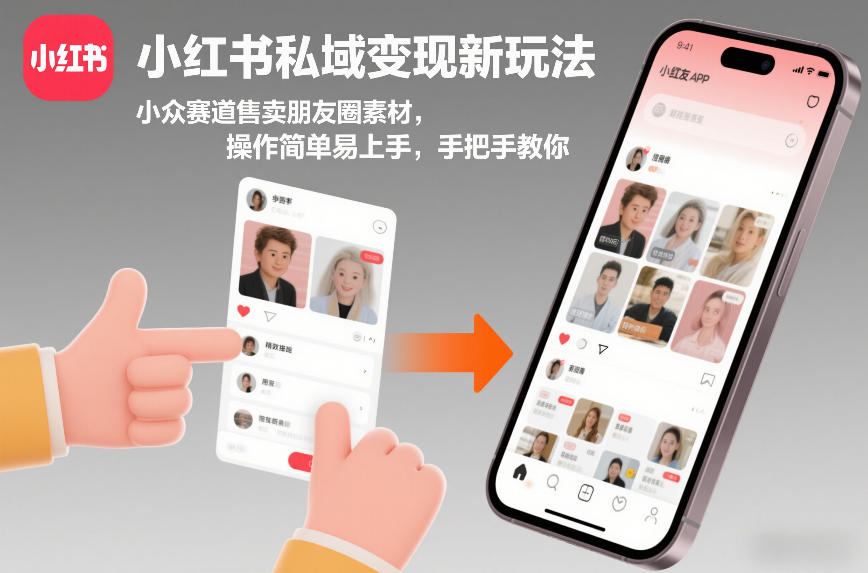 小红书私域变现新玩法,小众赛道售卖朋友圈素材,操作简单易上手,手把手教你网创吧-网创项目资源站-副业项目-创业项目-搞钱项目网创吧