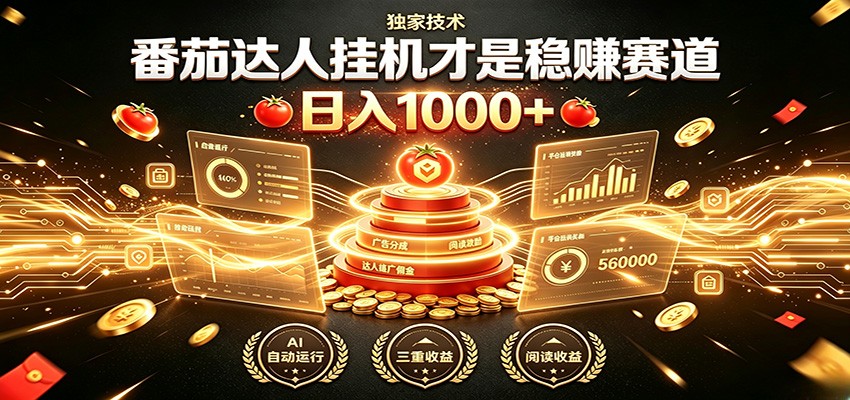 别再瞎找副业！番茄达人挂机才是稳赚赛道 日入1000+网创吧-网创项目资源站-副业项目-创业项目-搞钱项目网创吧