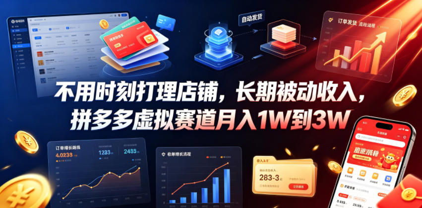 不用时刻打理店铺,长期被动收入,拼多多虚拟赛道月入1W到3W【揭秘】网创吧-网创项目资源站-副业项目-创业项目-搞钱项目网创吧
