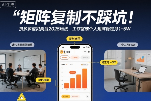 矩阵复制不踩坑!拼多多虚拟类目2025玩法,工作室或者个人矩阵稳定月1-5W【揭秘】网创吧-网创项目资源站-副业项目-创业项目-搞钱项目网创吧