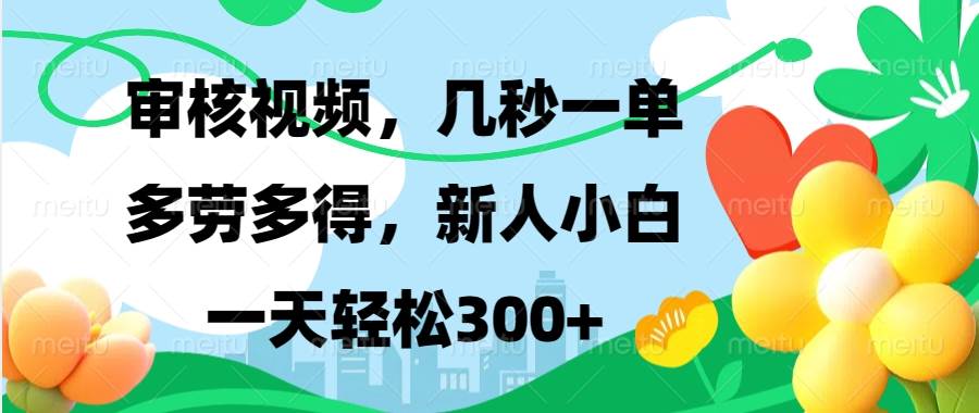 (13719期)视频审核,新手可做,多劳多得,新人小白一天轻松300+网创吧-网创项目资源站-副业项目-创业项目-搞钱项目网创吧