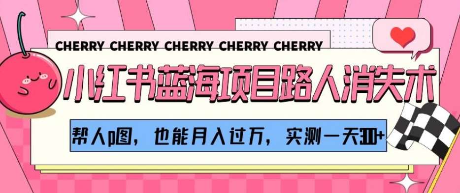 小红书蓝海项目路人消失术,帮人p图,也能月入过万,实测一天300+【揭秘】网创吧-网创项目资源站-副业项目-创业项目-搞钱项目网创吧
