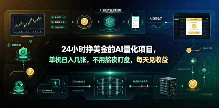 24小时挣美金的AI量化项目,单机日入几十美刀,不用熬夜盯盘,每天见收益【揭秘】网创吧-网创项目资源站-副业项目-创业项目-搞钱项目网创吧