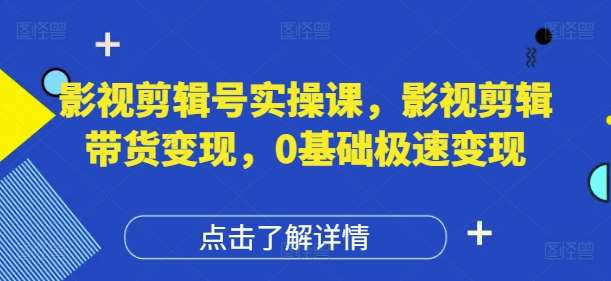 影视剪辑号实操课,影视剪辑带货变现,0基础极速变现网创吧-网创项目资源站-副业项目-创业项目-搞钱项目网创吧