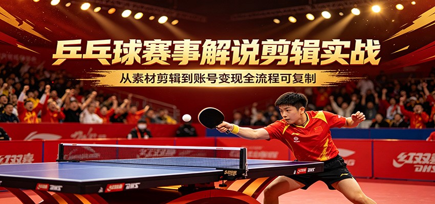 乒乓球赛事解说剪辑实战，从素材剪辑到账号变现全流程可复制网创吧-网创项目资源站-副业项目-创业项目-搞钱项目网创吧