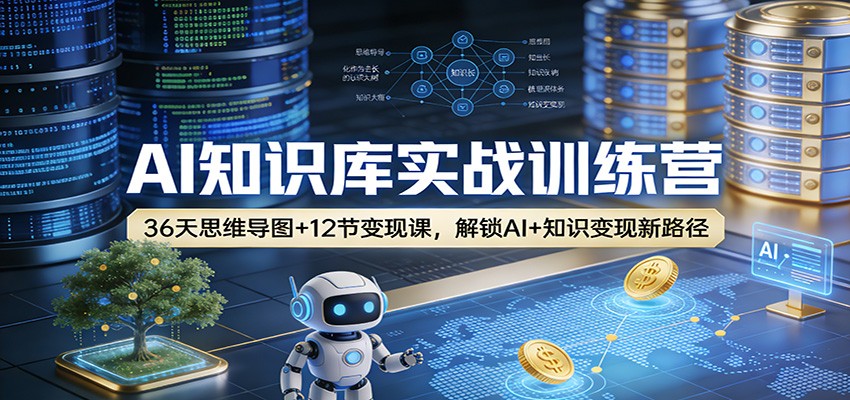 AI知识库实战训练营：36天思维导图+12节变现课，解锁AI+知识变现新路径网创吧-网创项目资源站-副业项目-创业项目-搞钱项目网创吧