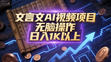 文言文AI视频项目,无脑操作,日入1K以上网创吧-网创项目资源站-副业项目-创业项目-搞钱项目网创吧