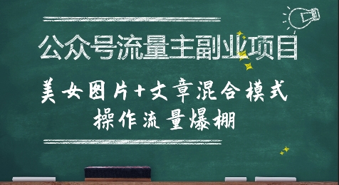 公众号流量主副业项目,美女图片+文章混合模式操作流量爆棚网创吧-网创项目资源站-副业项目-创业项目-搞钱项目网创吧