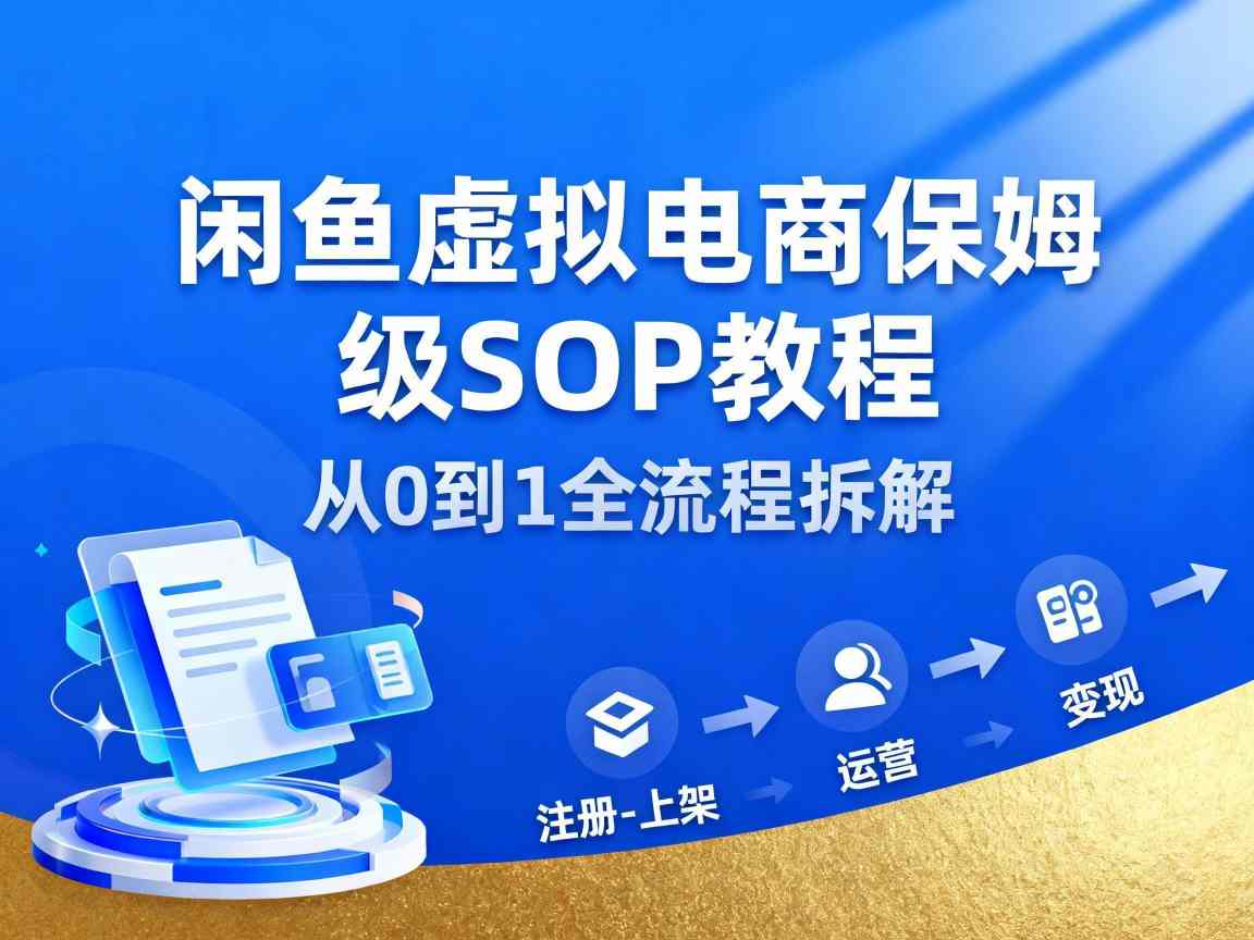 闲鱼虚拟电商,月入轻松过1W,保姆级SOP教程网创吧-网创项目资源站-副业项目-创业项目-搞钱项目网创吧