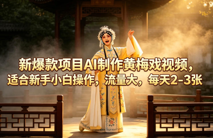新爆款项目AI制作黄梅戏视频,适合新手小白操作,流量大,每天2-3张网创吧-网创项目资源站-副业项目-创业项目-搞钱项目网创吧