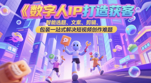 数字人IP打造获客变现实操课,智能选题、文案、剪辑、包装一站式解决短视频创作难题网创吧-网创项目资源站-副业项目-创业项目-搞钱项目网创吧