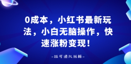 0成本,小红书最新玩法,小白无脑操作,快速涨粉变现网创吧-网创项目资源站-副业项目-创业项目-搞钱项目网创吧