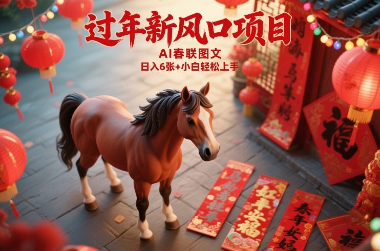 过年新风口项目，用ai春联图文，日入6张+小白轻松上手【揭秘】网创吧-网创项目资源站-副业项目-创业项目-搞钱项目网创吧