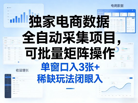 独家电商数据全自动采集项目,可批量矩阵操作,单窗口日入3张+,稀缺玩法闭眼入【揭秘】网创吧-网创项目资源站-副业项目-创业项目-搞钱项目网创吧