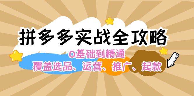(12292期)拼多多实战全攻略:0基础到精通,覆盖选品、运营、推广、起款网创吧-网创项目资源站-副业项目-创业项目-搞钱项目网创吧
