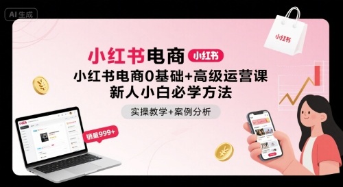 小红书电商0基础+高级运营课,新人小白必学方法,实操教学+案例分析网创吧-网创项目资源站-副业项目-创业项目-搞钱项目网创吧
