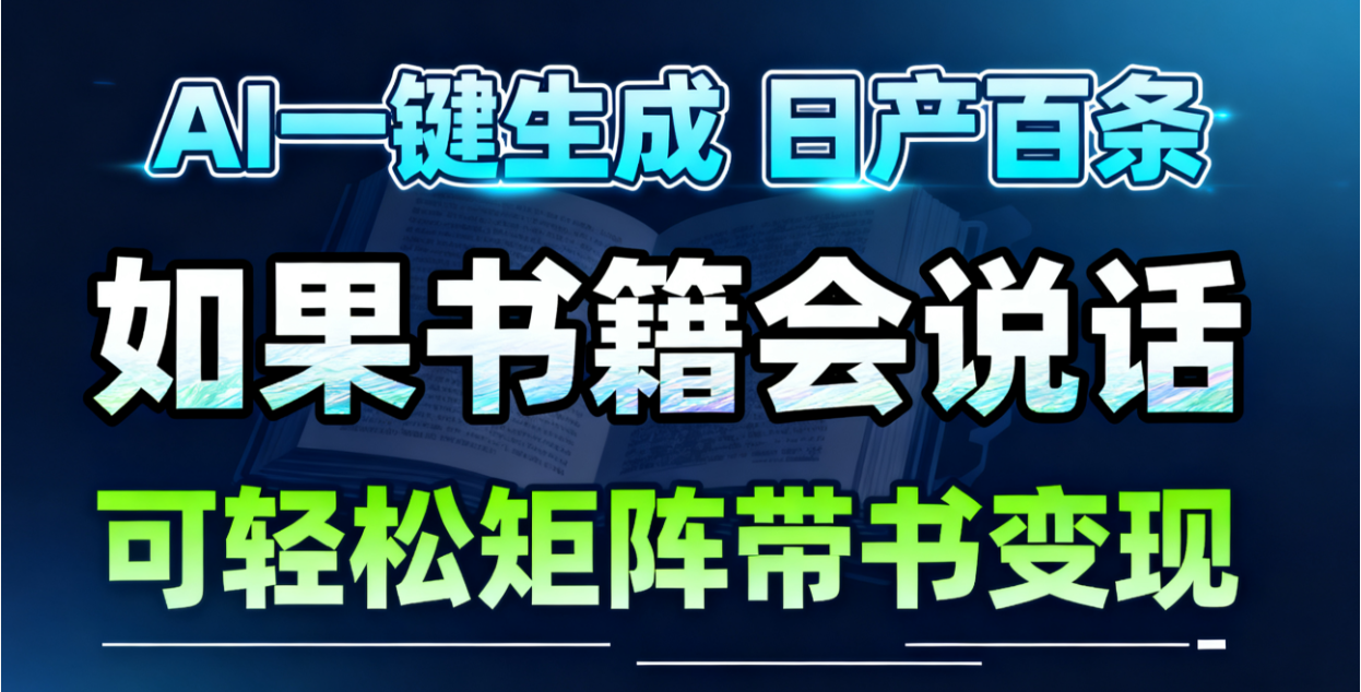 AI书籍会说话，轻松带书变现，月入3W+网创吧-网创项目资源站-副业项目-创业项目-搞钱项目网创吧