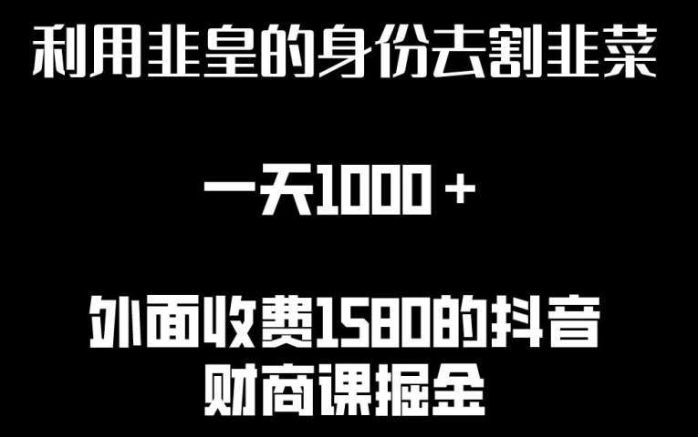 利用非皇的身份去割韭菜，一天1000+(附详细资源)【揭秘】网创吧-网创项目资源站-副业项目-创业项目-搞钱项目网创吧