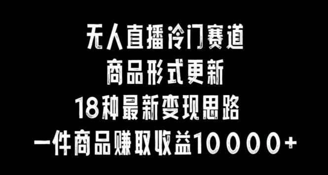 无人直播冷门赛道,商品形式更新,18种变现思路,一件商品赚取收益10000+【揭秘】网创吧-网创项目资源站-副业项目-创业项目-搞钱项目网创吧