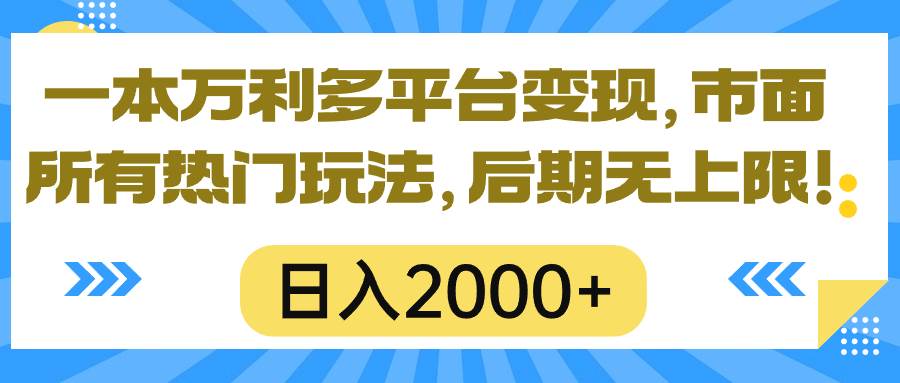(10311期)一本万利多平台变现,市面所有热门玩法,日入2000+,后期无上限!网创吧-网创项目资源站-副业项目-创业项目-搞钱项目网创吧