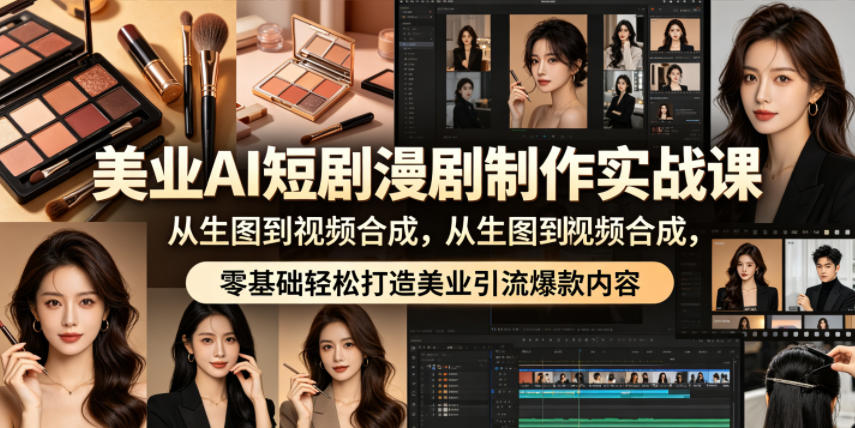 美业AI短剧漫剧制作实战课，从生图到视频合成，零基础轻松打造美业引流爆款内容网创吧-网创项目资源站-副业项目-创业项目-搞钱项目网创吧