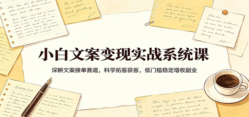 小白文案变现实战系统课：深耕文案接单赛道，科学拓客获客，低门槛稳定增收副业网创吧-网创项目资源站-副业项目-创业项目-搞钱项目网创吧