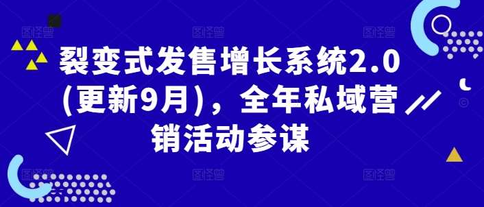 裂变式发售增长系统2.0(更新9月),全年私域营销活动参谋网创吧-网创项目资源站-副业项目-创业项目-搞钱项目网创吧