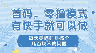 首码零撸项目，有快手就可以做，每天业务时间搞个几张不是问题【揭秘】网创吧-网创项目资源站-副业项目-创业项目-搞钱项目网创吧