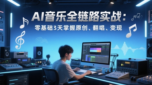 AI音乐全链路实战变现课:零基础3天掌握原创、翻唱、变现网创吧-网创项目资源站-副业项目-创业项目-搞钱项目网创吧