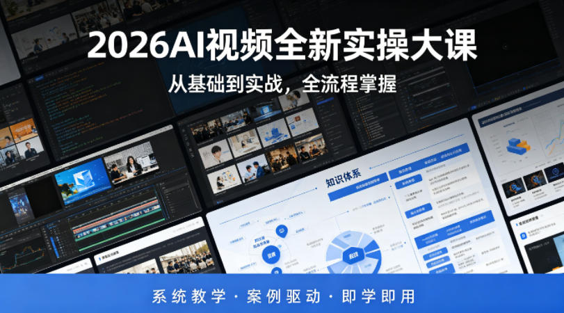 2026AI视频全新实操大课，从基础到实战，全流程掌握，系统教学·案例驱动·即学即用网创吧-网创项目资源站-副业项目-创业项目-搞钱项目网创吧