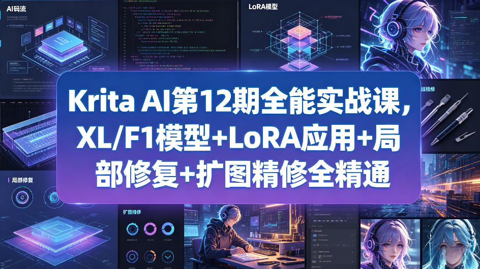 Krita AI第12期全能实战课,XL/F1模型+LoRA应用+局部修复+扩图精修全精通网创吧-网创项目资源站-副业项目-创业项目-搞钱项目网创吧