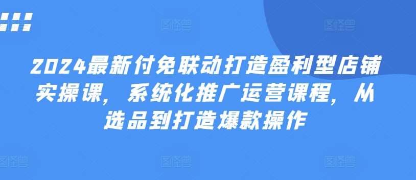 2024最新付免联动打造盈利型店铺实操课,系统化推广运营课程,从选品到打造爆款操作网创吧-网创项目资源站-副业项目-创业项目-搞钱项目网创吧
