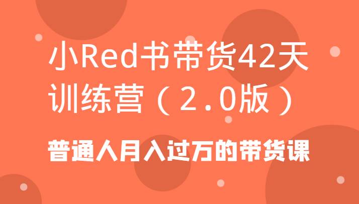 小Red书带货42天训练营(2.0版)普通人月入过万的带货课网创吧-网创项目资源站-副业项目-创业项目-搞钱项目网创吧