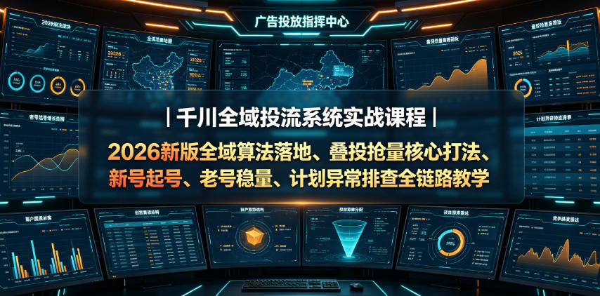 千川全域投流系统实战课程|2026新版全域算法落地、叠投抢量核心打法、新号起号、老号稳量、计划异常排查全链路教学网创吧-网创项目资源站-副业项目-创业项目-搞钱项目网创吧