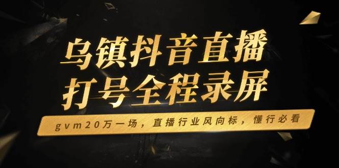 （14014期）乌镇抖音直播打号全程录屏，gvm20万一场，直播行业风向标，懂行必看网创吧-网创项目资源站-副业项目-创业项目-搞钱项目网创吧