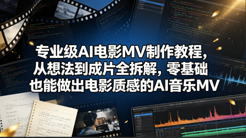 专业级AI电影MV制作教程,从想法到成片全拆解,零基础也能做出电影质感的AI音乐MV网创吧-网创项目资源站-副业项目-创业项目-搞钱项目网创吧