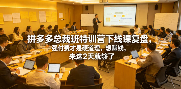 拼多多总裁班特训营下线课复盘,强付费才是硬道理,想賺钱,来这2天就够了网创吧-网创项目资源站-副业项目-创业项目-搞钱项目网创吧
