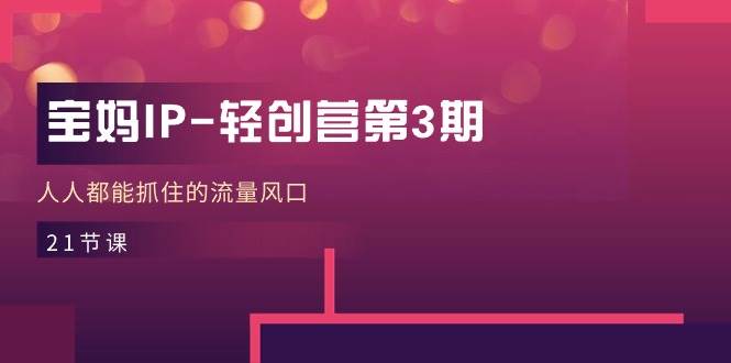 (11042期)宝妈IP-轻创营第3期,人人都能抓住的流量风口(21节课)网创吧-网创项目资源站-副业项目-创业项目-搞钱项目网创吧