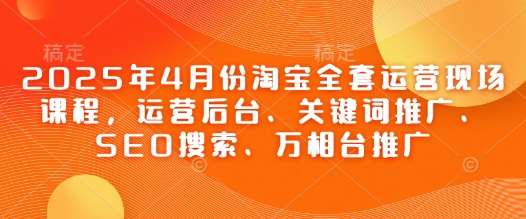 2025年4月份淘宝全套运营现场课程,运营后台、关键词推广、SEO搜索、万相台推广网创吧-网创项目资源站-副业项目-创业项目-搞钱项目网创吧