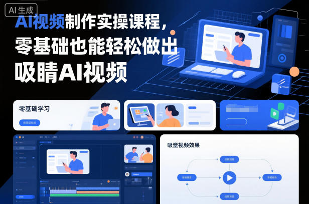 AI视频制作实操课程,零基础也能轻松做出吸睛AI视频网创吧-网创项目资源站-副业项目-创业项目-搞钱项目网创吧