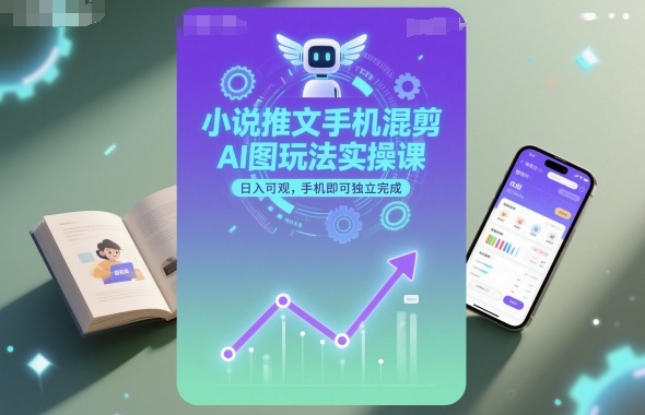 小说推文手机混剪AI图玩法实操课，日入可观，手机即可独立完成网创吧-网创项目资源站-副业项目-创业项目-搞钱项目网创吧
