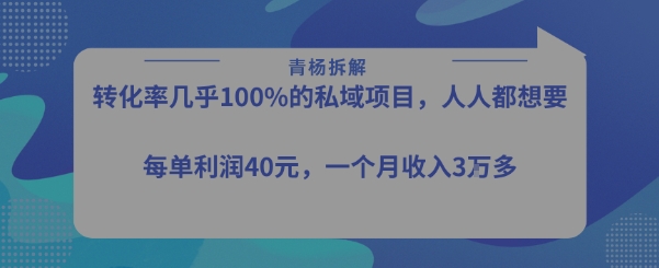 转化率最高的私域项目,每单利润40-50米,月入过1w网创吧-网创项目资源站-副业项目-创业项目-搞钱项目网创吧