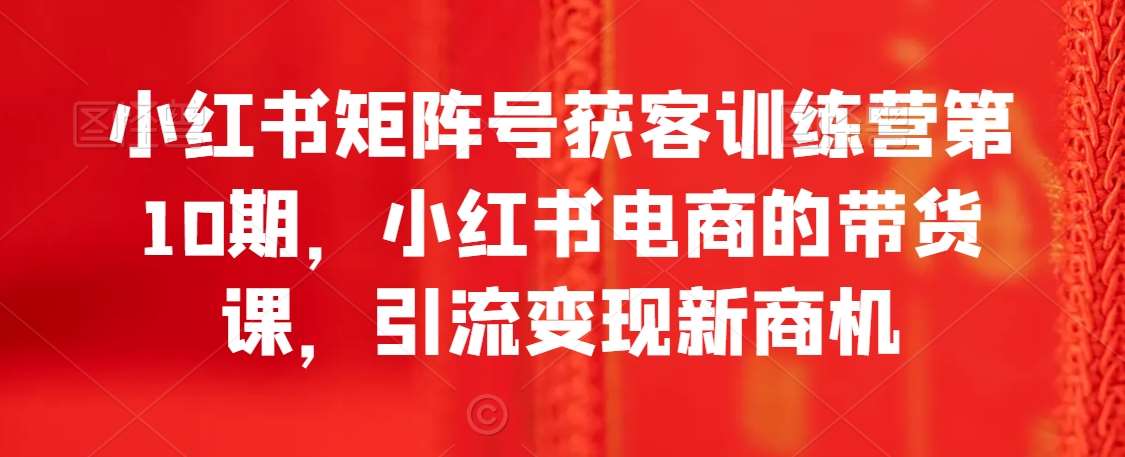 小红书矩阵号获客训练营第10期,小红书电商的带货课,引流变现新商机网创吧-网创项目资源站-副业项目-创业项目-搞钱项目网创吧