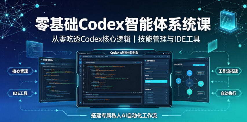 零基础Codex智能体系统课｜从零吃透Codex核心逻辑、技能管理与IDE工具，搭建专属私人AI自动化工作流网创吧-网创项目资源站-副业项目-创业项目-搞钱项目网创吧