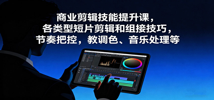 商业剪辑技能提升课，各类型短片剪辑和组接技巧，节奏把控，教调色、音乐处理等网创吧-网创项目资源站-副业项目-创业项目-搞钱项目网创吧