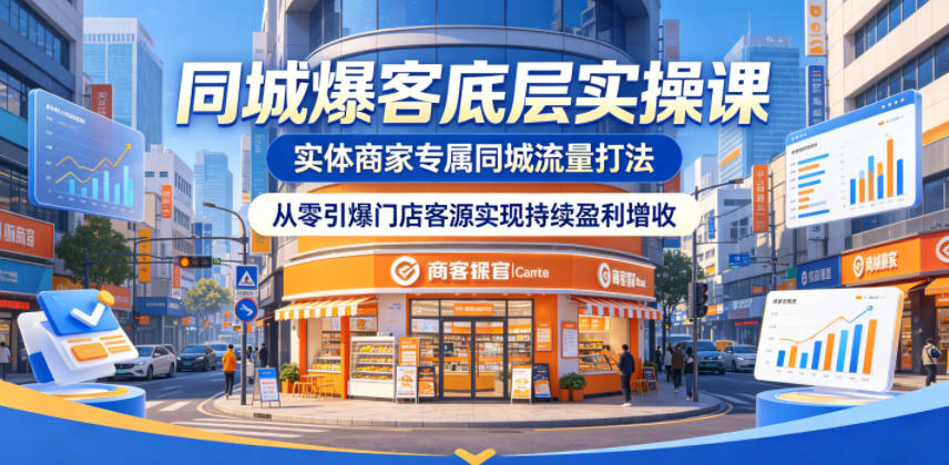 同城爆客底层实操课，实体商家专属同城流量打法，从零引爆门店客源实现持续盈利增收网创吧-网创项目资源站-副业项目-创业项目-搞钱项目网创吧