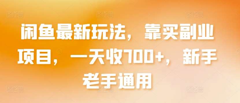 闲鱼最新玩法,靠买副业项目,一天收700+,新手老手通用【揭秘】网创吧-网创项目资源站-副业项目-创业项目-搞钱项目网创吧