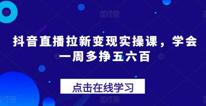 抖音直播拉新变现实操课,学会一周多挣五六百网创吧-网创项目资源站-副业项目-创业项目-搞钱项目网创吧