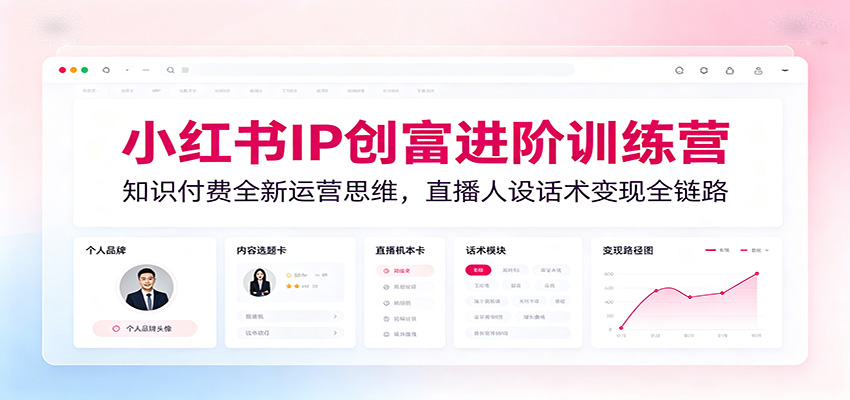 小红书IP创富进阶训练营：知识付费全新运营思维，直播人设话术变现全链路网创吧-网创项目资源站-副业项目-创业项目-搞钱项目网创吧